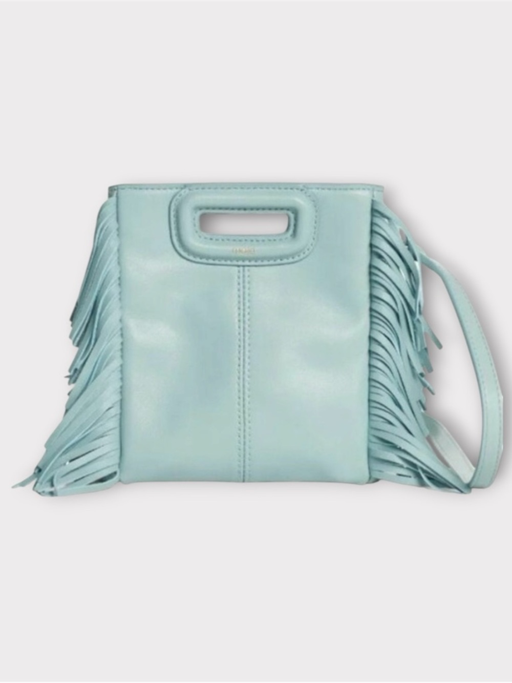 MAJE French Luxury Sky Blue Fringe M Leather Crossbody Bag.